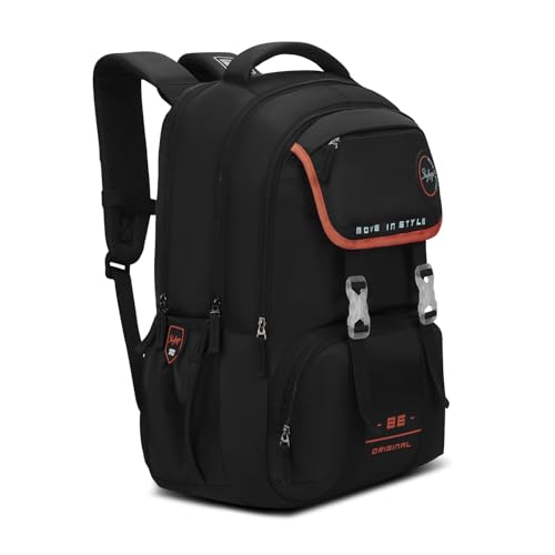 Skybags Sizzler Pro 39L Black Casual Backpack for Boys & Girls with 3 Compartments & Adjustable Strap | Insulated Tiffin Pouch | Rain Cover | Aer-Zone Back Panel | Perfect for School & Travel - Unisex