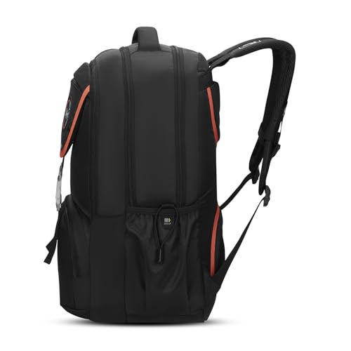 Skybags Sizzler Pro 39L Black Casual Backpack for Boys & Girls with 3 Compartments & Adjustable Strap | Insulated Tiffin Pouch | Rain Cover | Aer-Zone Back Panel | Perfect for School & Travel - Unisex