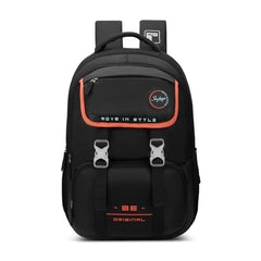Skybags Sizzler Pro 39L Black Casual Backpack for Boys & Girls with 3 Compartments & Adjustable Strap | Insulated Tiffin Pouch | Rain Cover | Aer-Zone Back Panel | Perfect for School & Travel - Unisex