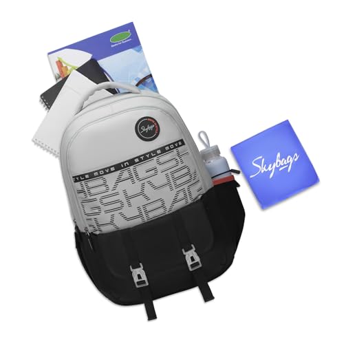 Skybags Aero Pro 38L Black Casual Backpack for Boys & Girls with 3 Compartments & Adjustable Strap | Insulated Tiffin Pouch | Rain Cover | Aer-Zone Back Panel | Perfect for School & Travel - Unisex