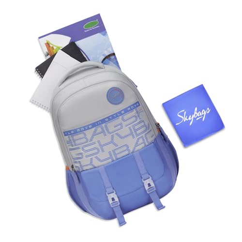 Skybags Aero Pro 38L Blue Casual Backpack for Boys & Girls with 3 Compartments & Adjustable Strap | Insulated Tiffin Pouch | Rain Cover | Aer-Zone Back Panel | Perfect for School & Travel - Unisex