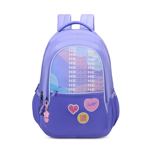 Skybags Glitter 37L Purple Casual Backpack for Girls with 3 Compartments & Adjustable Shoulder Strap | Quick Access Front Pocket | Side Pockets | Air Mesh Back Panel | Perfect for School & Travel