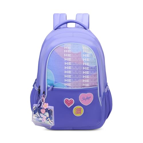 Skybags Glitter 37L Purple Casual Backpack for Girls with 3 Compartments & Adjustable Shoulder Strap | Quick Access Front Pocket | Side Pockets | Air Mesh Back Panel | Perfect for School & Travel