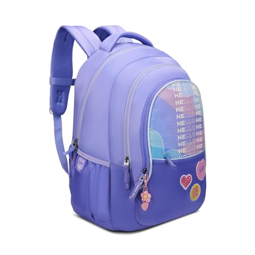 Skybags Glitter 37L Purple Casual Backpack for Girls with 3 Compartments & Adjustable Shoulder Strap | Quick Access Front Pocket | Side Pockets | Air Mesh Back Panel | Perfect for School & Travel