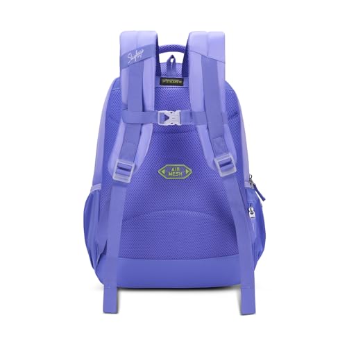 Skybags Glitter 37L Purple Casual Backpack for Girls with 3 Compartments & Adjustable Shoulder Strap | Quick Access Front Pocket | Side Pockets | Air Mesh Back Panel | Perfect for School & Travel