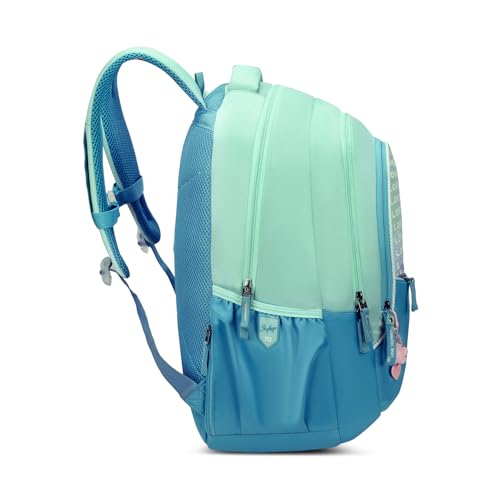 Skybags Glitter 37L Green Casual Backpack for Girls with 3 Compartments & Adjustable Shoulder Strap | Quick Access Front Pocket | Side Pockets | Air Mesh Back Panel | Perfect for School & Travel