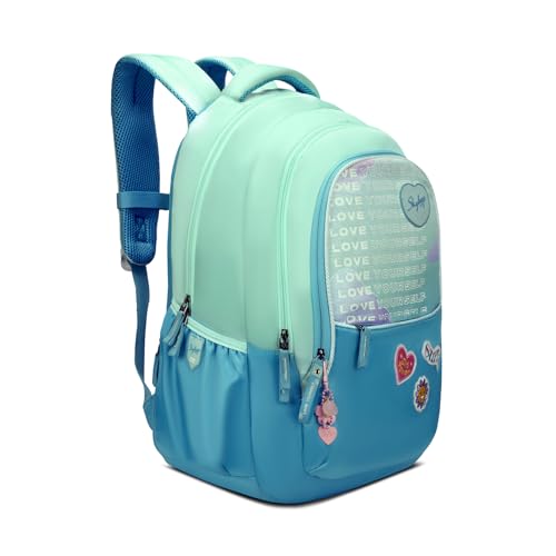 Skybags Glitter 37L Green Casual Backpack for Girls with 3 Compartments & Adjustable Shoulder Strap | Quick Access Front Pocket | Side Pockets | Air Mesh Back Panel | Perfect for School & Travel