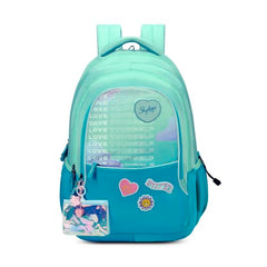 Skybags Glitter 37L Green Casual Backpack for Girls with 3 Compartments & Adjustable Shoulder Strap | Quick Access Front Pocket | Side Pockets | Air Mesh Back Panel | Perfect for School & Travel