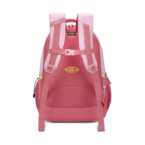 Skybags Glitter 37L Pink Casual Backpack for Girls with 3 Compartments & Adjustable Shoulder Strap | Quick Access Front Pocket | Side Pockets | Air Mesh Back Panel | Perfect for School & Travel