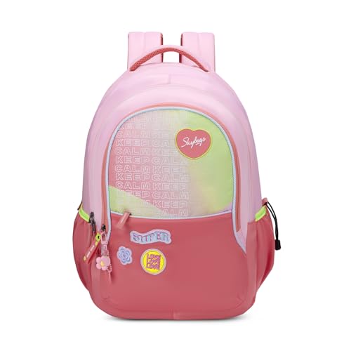Skybags Glitter 37L Pink Casual Backpack for Girls with 3 Compartments & Adjustable Shoulder Strap | Quick Access Front Pocket | Side Pockets | Air Mesh Back Panel | Perfect for School & Travel