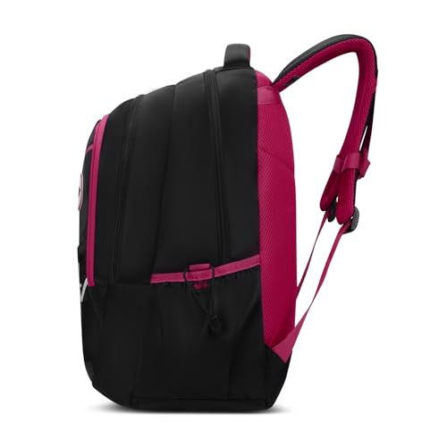 Skybags Glow 37L Black Casual Backpack for Girls with 3 Compartments & Adjustable Shoulder Strap | Quick Access Front Pocket | Side Pockets | Air Mesh Back Panel | Perfect for School & Travel