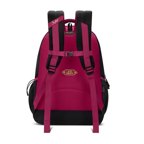 Skybags Glow 37L Black Casual Backpack for Girls with 3 Compartments & Adjustable Shoulder Strap | Quick Access Front Pocket | Side Pockets | Air Mesh Back Panel | Perfect for School & Travel