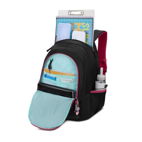 Skybags Glow 37L Black Casual Backpack for Girls with 3 Compartments & Adjustable Shoulder Strap | Quick Access Front Pocket | Side Pockets | Air Mesh Back Panel | Perfect for School & Travel