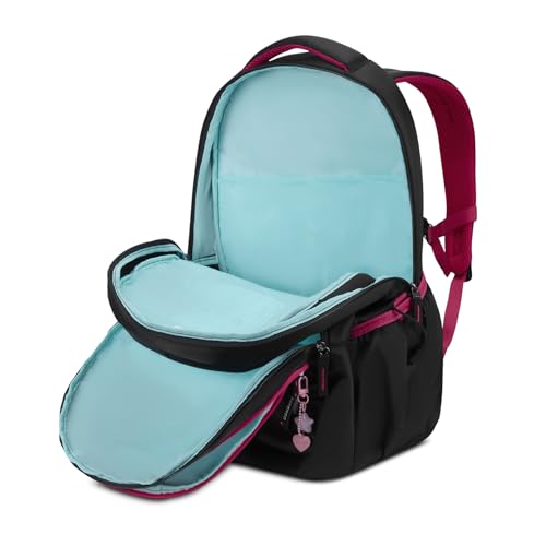 Skybags Glow 37L Black Casual Backpack for Girls with 3 Compartments & Adjustable Shoulder Strap | Quick Access Front Pocket | Side Pockets | Air Mesh Back Panel | Perfect for School & Travel