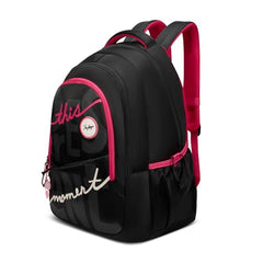 Skybags Glow 37L Black Casual Backpack for Girls with 3 Compartments & Adjustable Shoulder Strap | Quick Access Front Pocket | Side Pockets | Air Mesh Back Panel | Perfect for School & Travel