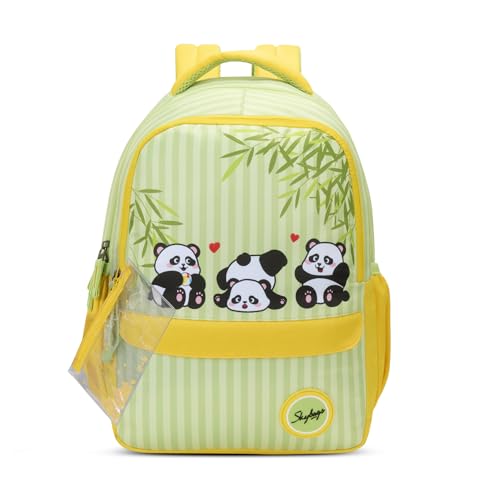 Skybags Mimi Panda 20L Yellow Casual Backpack for Girls with 3 Compartments & Adjustable Shoulder Strap | Quick Access Front Pocket | Side Pockets | Air Mesh Back Panel | Perfect for School & Travel