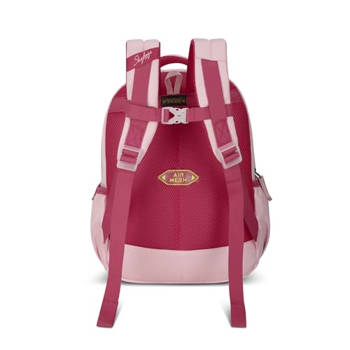 Skybags Mimi Llama 20L Pink Casual Backpack for Girls with 3 Compartments & Adjustable Shoulder Strap | Quick Access Front Pocket | Side Pockets | Air Mesh Back Panel | Perfect for School & Travel