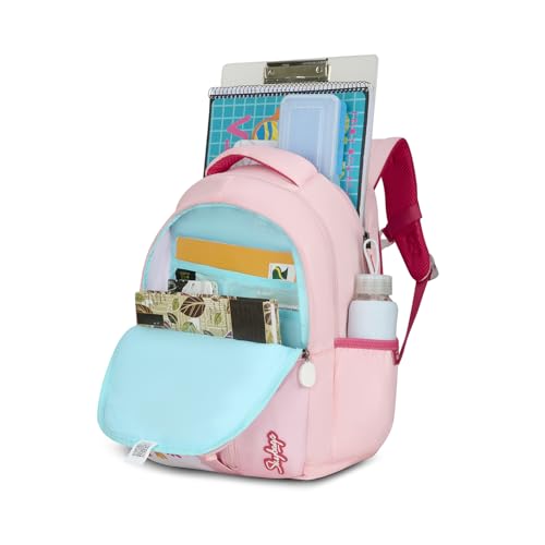 Skybags Mimi Llama 20L Pink Casual Backpack for Girls with 3 Compartments & Adjustable Shoulder Strap | Quick Access Front Pocket | Side Pockets | Air Mesh Back Panel | Perfect for School & Travel