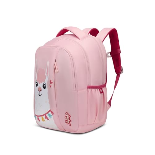 Skybags Mimi Llama 20L Pink Casual Backpack for Girls with 3 Compartments & Adjustable Shoulder Strap | Quick Access Front Pocket | Side Pockets | Air Mesh Back Panel | Perfect for School & Travel