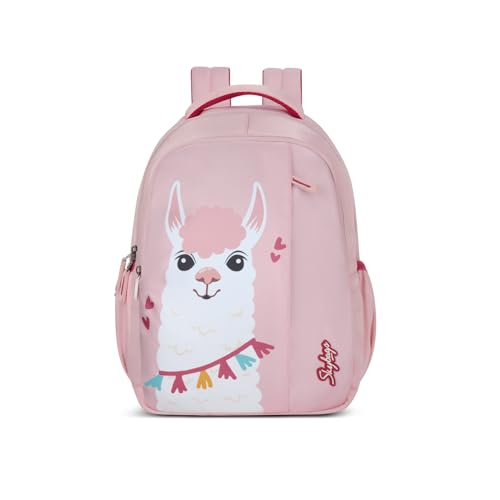 Skybags Mimi Llama 20L Pink Casual Backpack for Girls with 3 Compartments & Adjustable Shoulder Strap | Quick Access Front Pocket | Side Pockets | Air Mesh Back Panel | Perfect for School & Travel