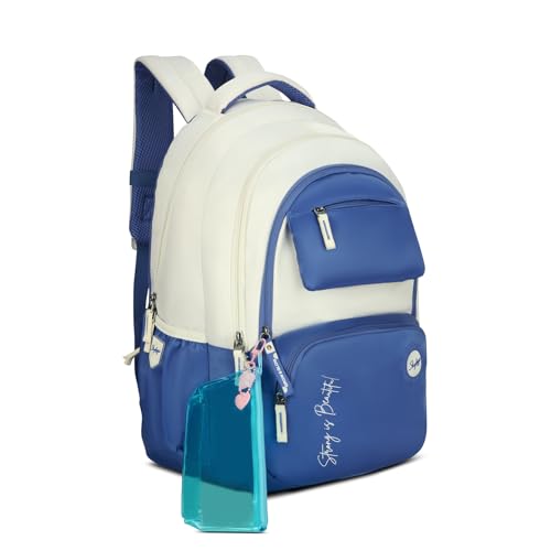Skybags Celeste 37L Blue Casual Backpack for Girls with 3 Compartments & Adjustable Shoulder Strap | 16 Inch Padded Laptop Sleeve | Quick Access Front Pocket & Rain Cover | Perfect for School & Travel