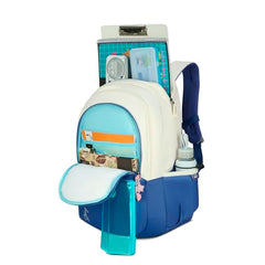Skybags Celeste 37L Blue Casual Backpack for Girls with 3 Compartments & Adjustable Shoulder Strap | 16 Inch Padded Laptop Sleeve | Quick Access Front Pocket & Rain Cover | Perfect for School & Travel