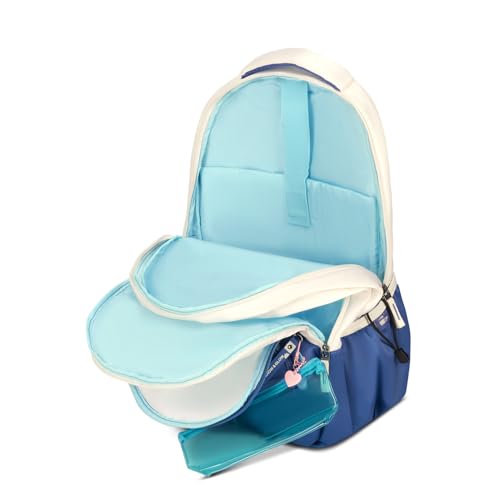 Skybags Celeste 37L Blue Casual Backpack for Girls with 3 Compartments & Adjustable Shoulder Strap | 16 Inch Padded Laptop Sleeve | Quick Access Front Pocket & Rain Cover | Perfect for School & Travel