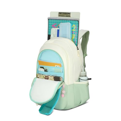 Skybags Celeste 37L Green Casual Backpack for Girls with 3 Compartment & Adjustable Shoulder Strap | 16 Inch Padded Laptop Sleeve | Quick Access Front Pocket & Rain Cover | Perfect for School & Travel