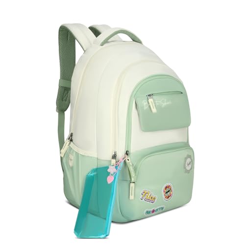 Skybags Celeste 37L Green Casual Backpack for Girls with 3 Compartment & Adjustable Shoulder Strap | 16 Inch Padded Laptop Sleeve | Quick Access Front Pocket & Rain Cover | Perfect for School & Travel