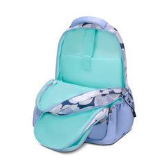 Skybags Stella 37L Floral Print Casual Backpack for Girls with 3 Compartments & Adjustable Shoulder Strap | 16 Inch Padded Laptop Sleeve | Detachable Happy Pouch | Perfect for School & Travel
