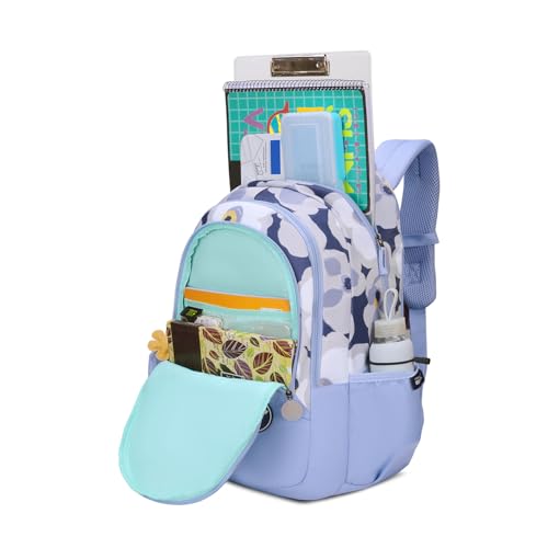 Skybags Stella 37L Floral Print Casual Backpack for Girls with 3 Compartments & Adjustable Shoulder Strap | 16 Inch Padded Laptop Sleeve | Detachable Happy Pouch | Perfect for School & Travel