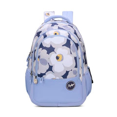 Skybags Stella 37L Floral Print Casual Backpack for Girls with 3 Compartments & Adjustable Shoulder Strap | 16 Inch Padded Laptop Sleeve | Detachable Happy Pouch | Perfect for School & Travel