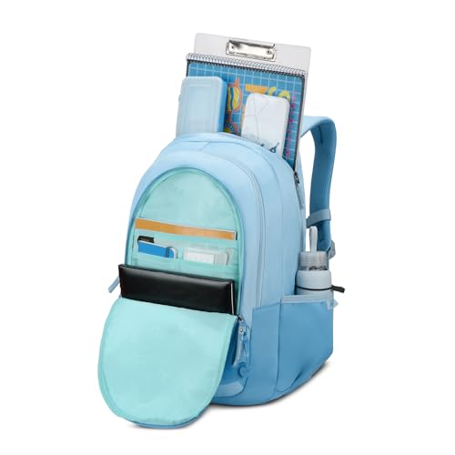 Skybags Glow 37L Blue Casual Backpack for Girls with 3 Compartments & Adjustable Shoulder Strap | Quick Access Front Pocket | Side Pockets | Air Mesh Back Panel | Perfect for School & Travel