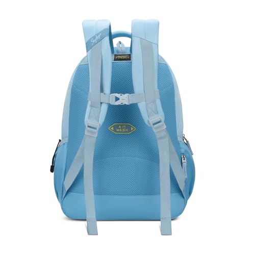 Skybags Glow 37L Blue Casual Backpack for Girls with 3 Compartments & Adjustable Shoulder Strap | Quick Access Front Pocket | Side Pockets | Air Mesh Back Panel | Perfect for School & Travel