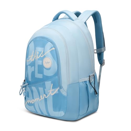 Skybags Glow 37L Blue Casual Backpack for Girls with 3 Compartments & Adjustable Shoulder Strap | Quick Access Front Pocket | Side Pockets | Air Mesh Back Panel | Perfect for School & Travel