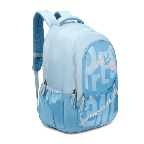 Skybags Glow 37L Blue Casual Backpack for Girls with 3 Compartments & Adjustable Shoulder Strap | Quick Access Front Pocket | Side Pockets | Air Mesh Back Panel | Perfect for School & Travel