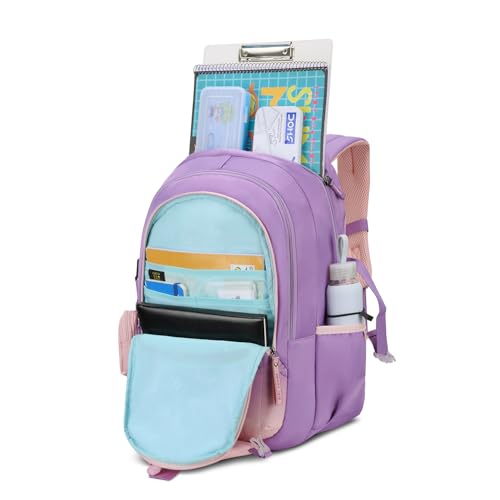 Skybags Riva 37L Purple Casual Backpack for Girls with 3 Compartments & Adjustable Shoulder Strap | 16 Inch Padded Laptop Sleeve | Detachable Happy Pouch & Secret Pocket | Perfect for School & Travel