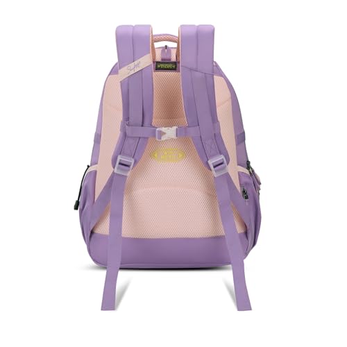 Skybags Riva 37L Purple Casual Backpack for Girls with 3 Compartments & Adjustable Shoulder Strap | 16 Inch Padded Laptop Sleeve | Detachable Happy Pouch & Secret Pocket | Perfect for School & Travel