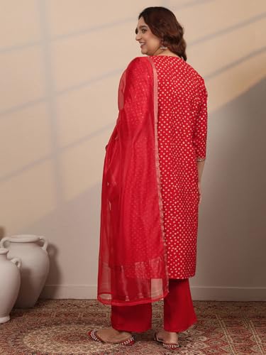 Extra Love By Libas Printed Silk blend Straight Kurta Set for Women (500338-3XL)