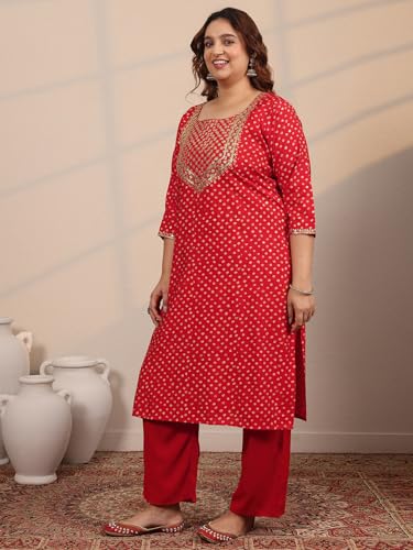 Extra Love By Libas Printed Silk blend Straight Kurta Set for Women (500338-3XL)
