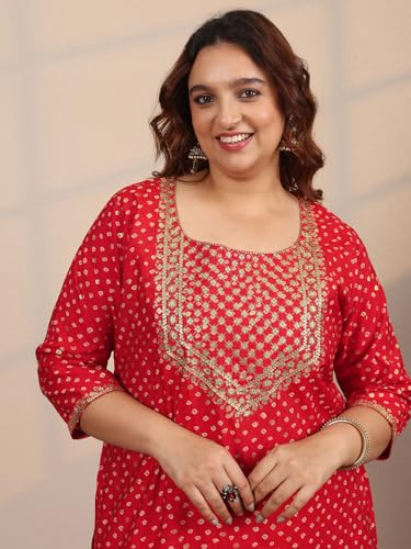 Extra Love By Libas Printed Silk blend Straight Kurta Set for Women (500338-3XL)