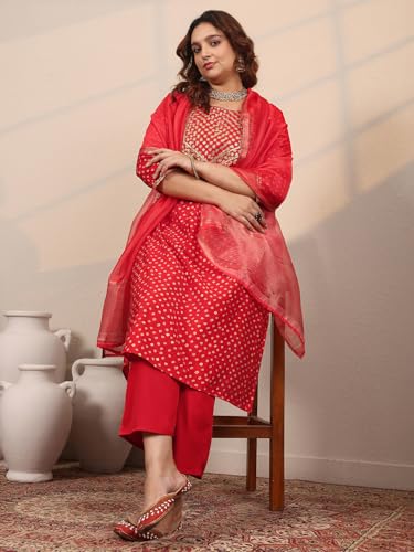 Extra Love By Libas Printed Silk blend Straight Kurta Set for Women (500338-3XL)