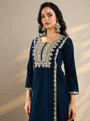 Libas Embroidered Velvet Straight Kurta Set for Women
