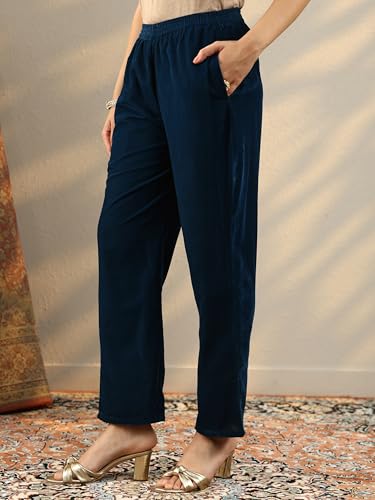 Libas Embroidered Velvet Straight Kurta Set for Women