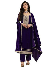 Libas Embroidered Velvet Straight Kurta Set for Women