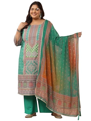 Extra Love By Libas Printed Silk blend Straight Kurta Set for Women (500443-3XL)