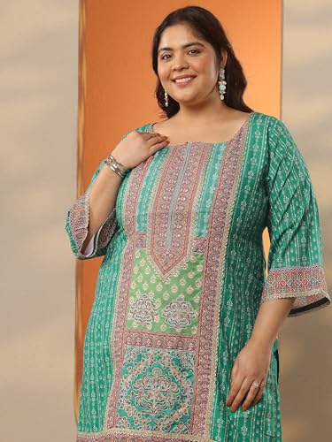 Extra Love By Libas Printed Silk blend Straight Kurta Set for Women (500443-3XL)