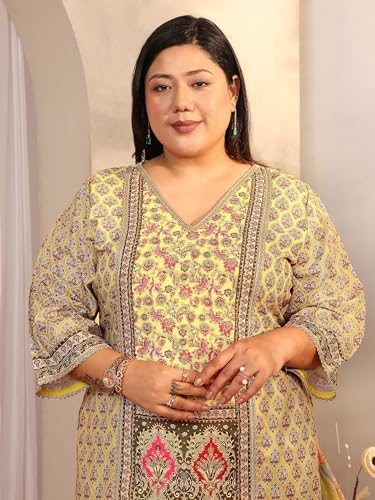 Extra Love By Libas Printed Silk blend Straight Kurta Set for Women (500445-4XL)