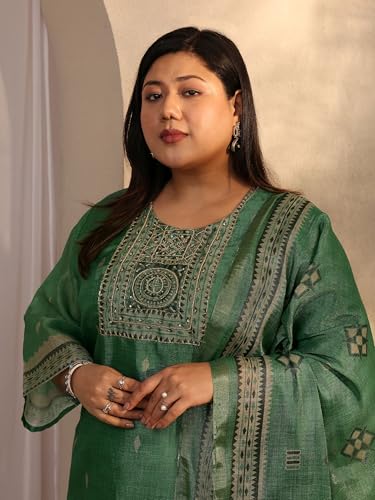 Extra Love By Libas Printed Silk blend Straight Kurta Set for Women (500487-3XL)
