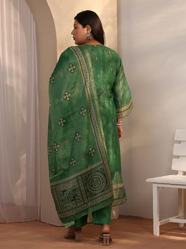 Extra Love By Libas Printed Silk blend Straight Kurta Set for Women (500487-3XL)